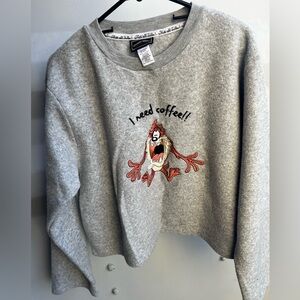 Vintage Looney Tunes cropped heather grey sweatshirt